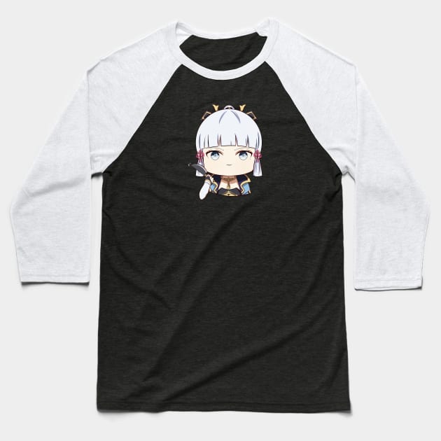 Chibi Kamisato Ayaka Genshin Impact hold a knife Baseball T-Shirt by xiaoweii